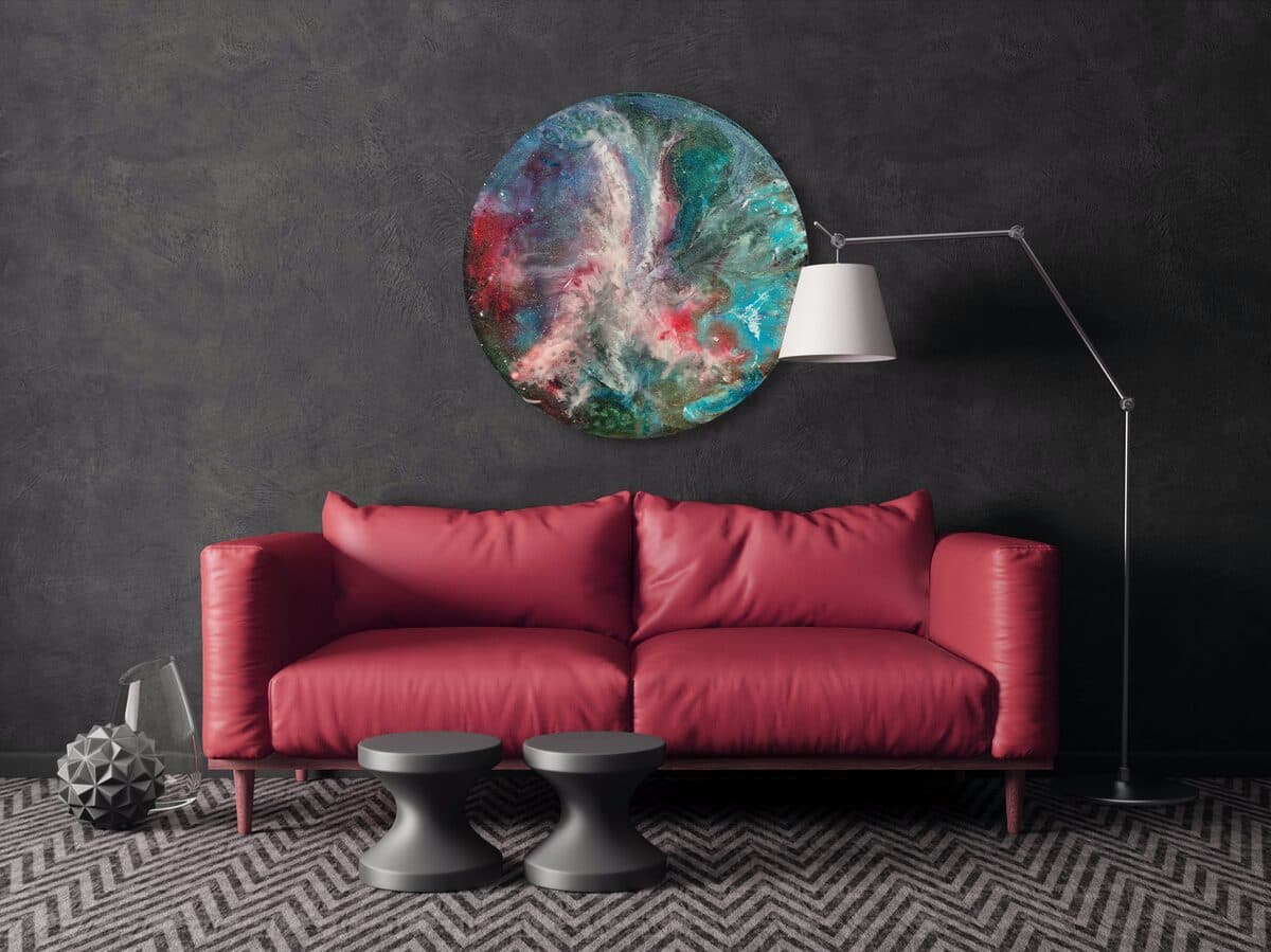 Nebula, Epoksidna smola na lesonitu, 70 × 70 cm