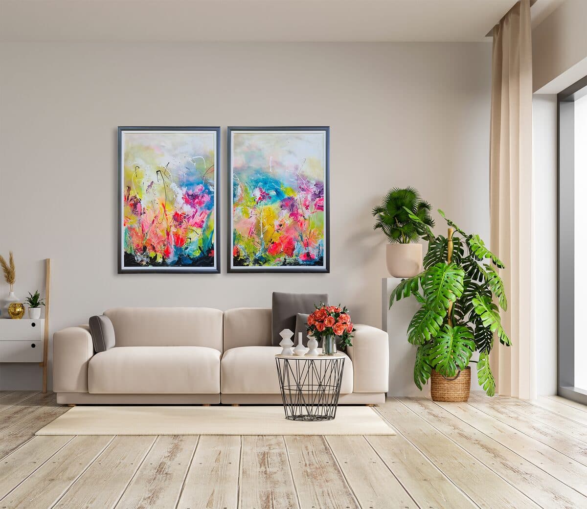 Šareni svet, Akril na lepenci, 2 × 70 × 100 cm