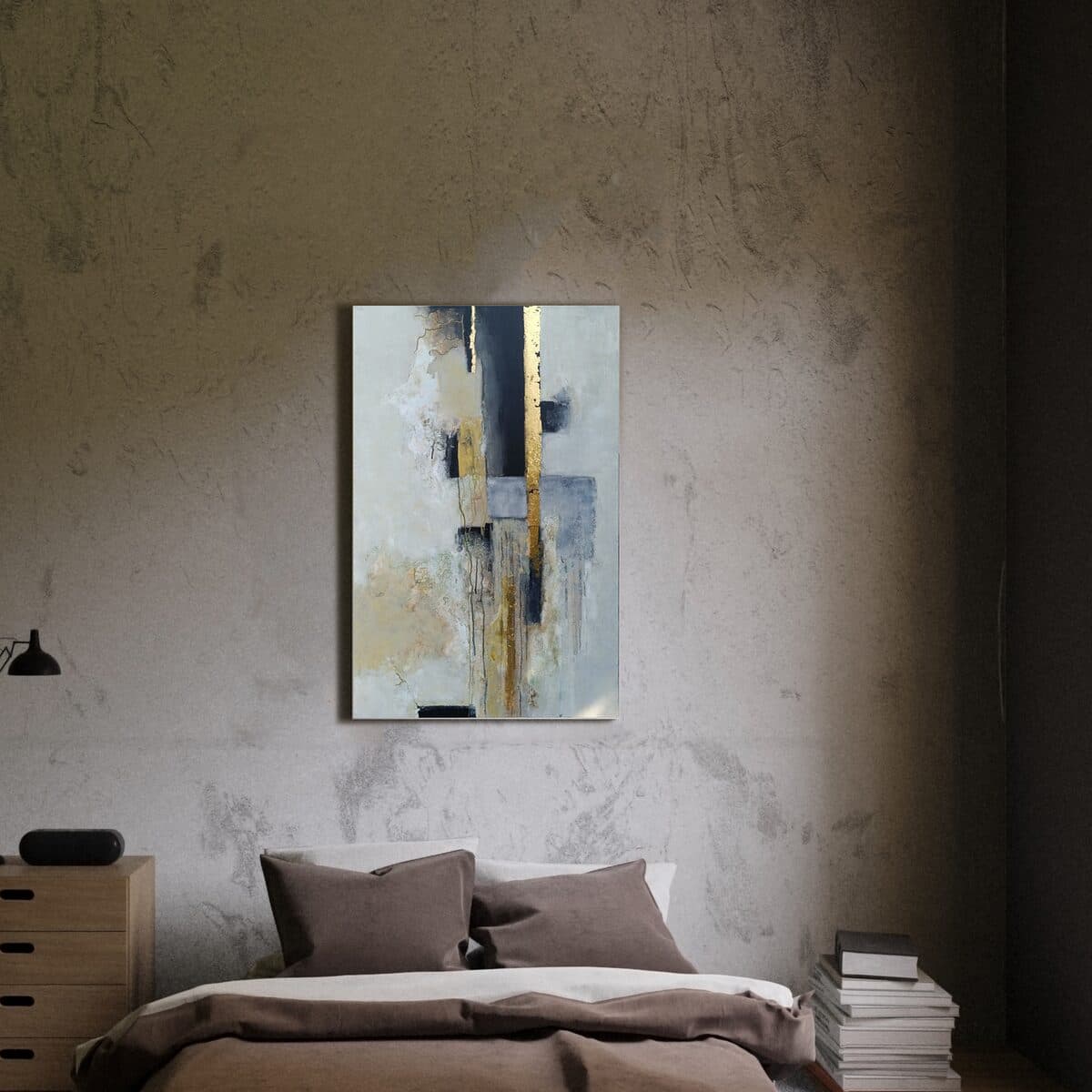 Goldrush, Akril na lepenci, listići imitacije zlata, 100 × 70 cm