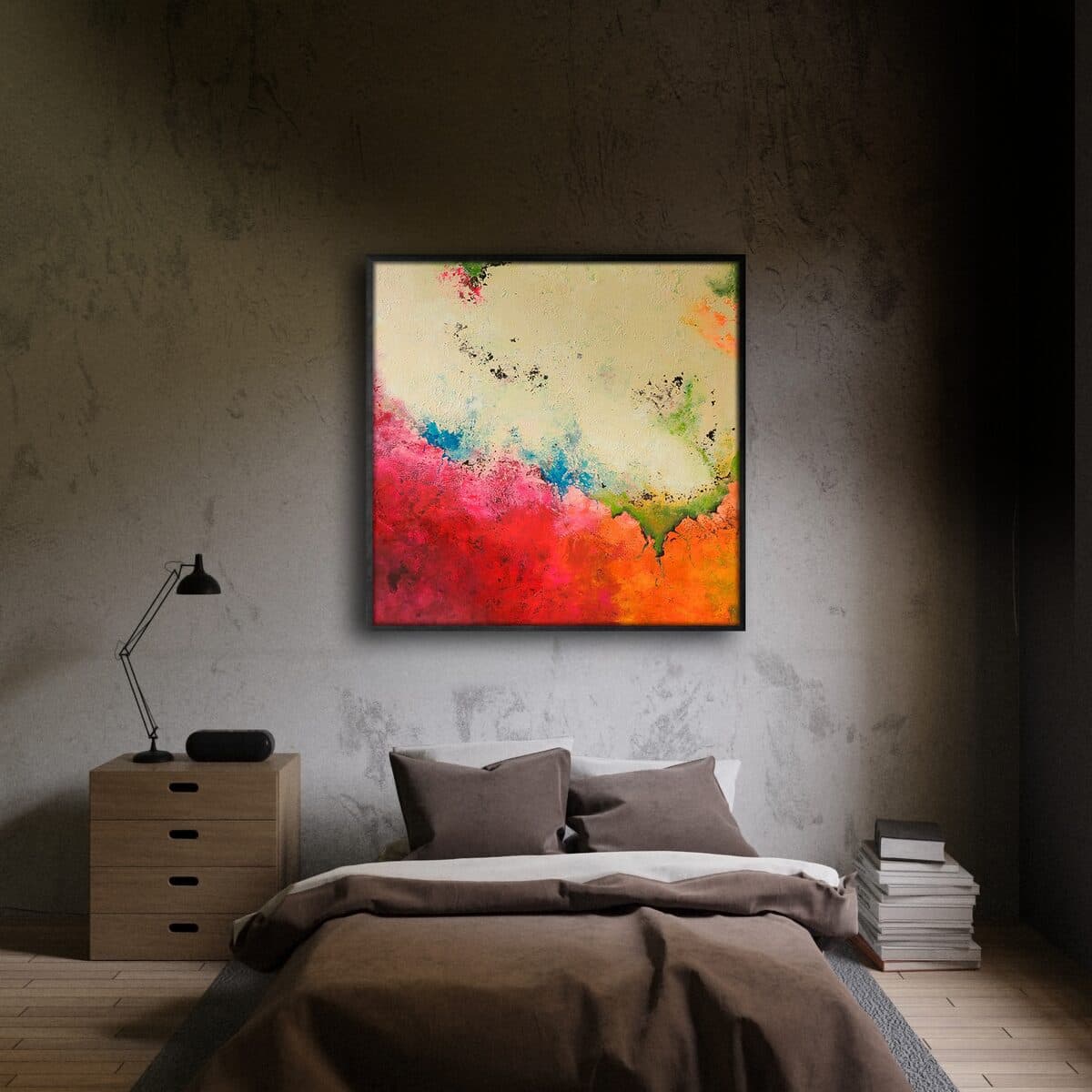 Jezgro, Akril na platnu, listići imitacije zlata, 100 × 100 cm