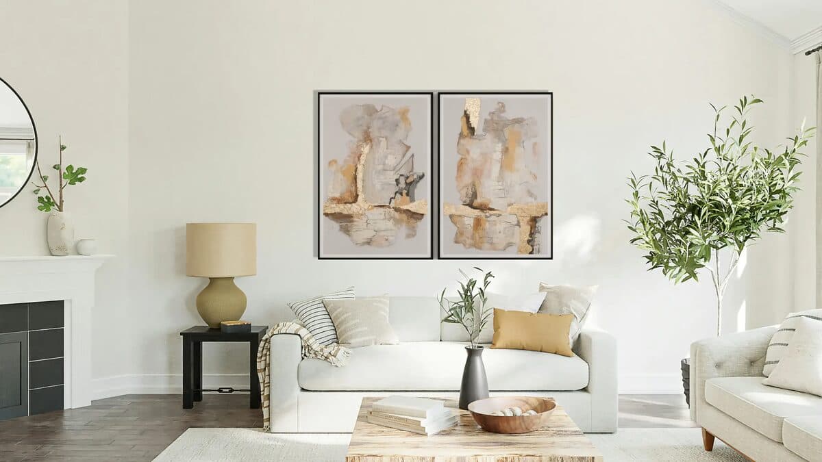 Soft - Voice, Akril na platnu, listići imitacije zlata, 2 × 60/100 cm