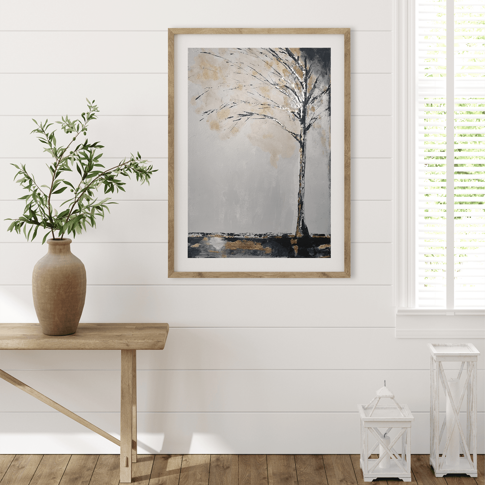 Breza, Akril na lepenci, 70 × 100 cm