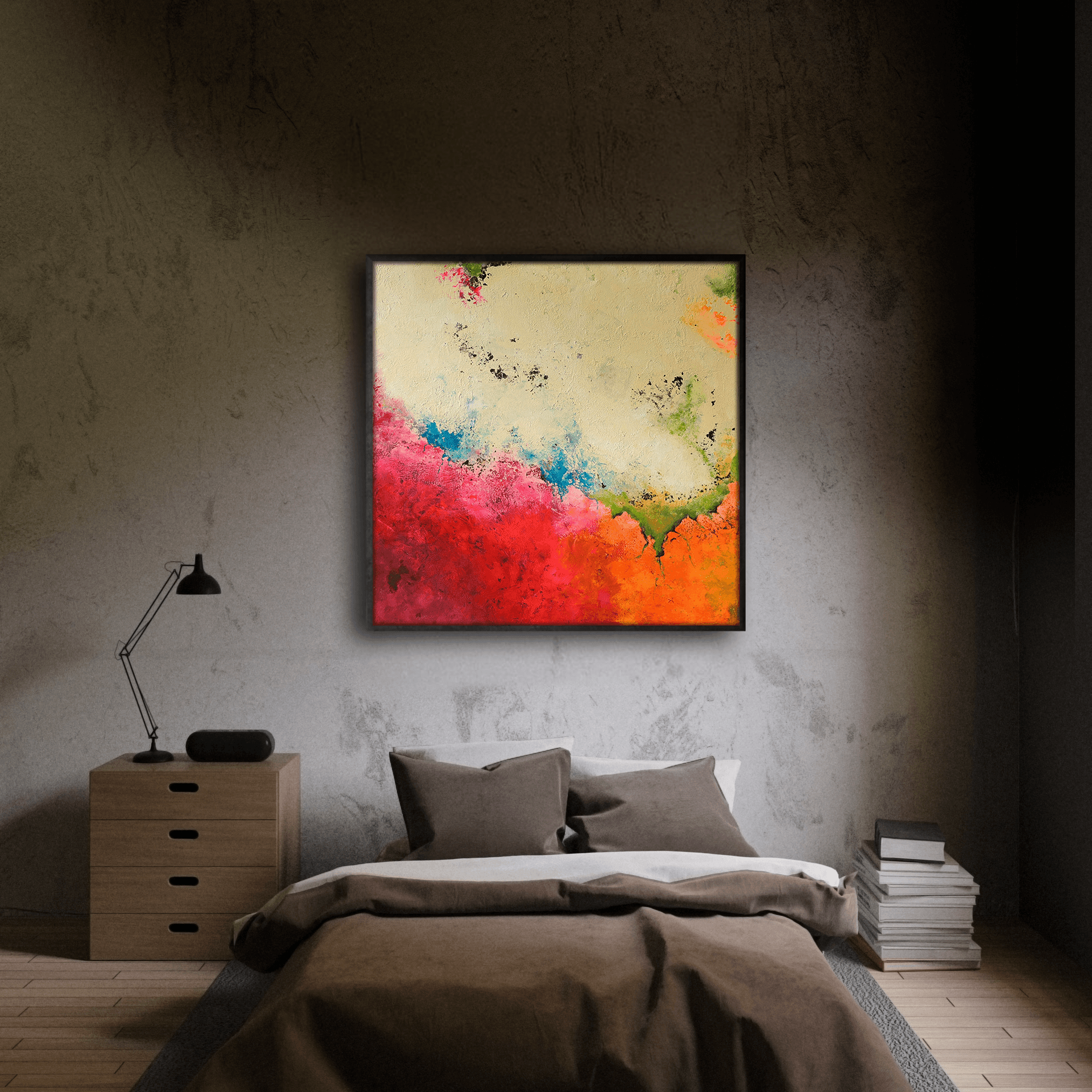 Jezgro, Akril na platnu, listići imitacije zlata, 100 × 100 cm