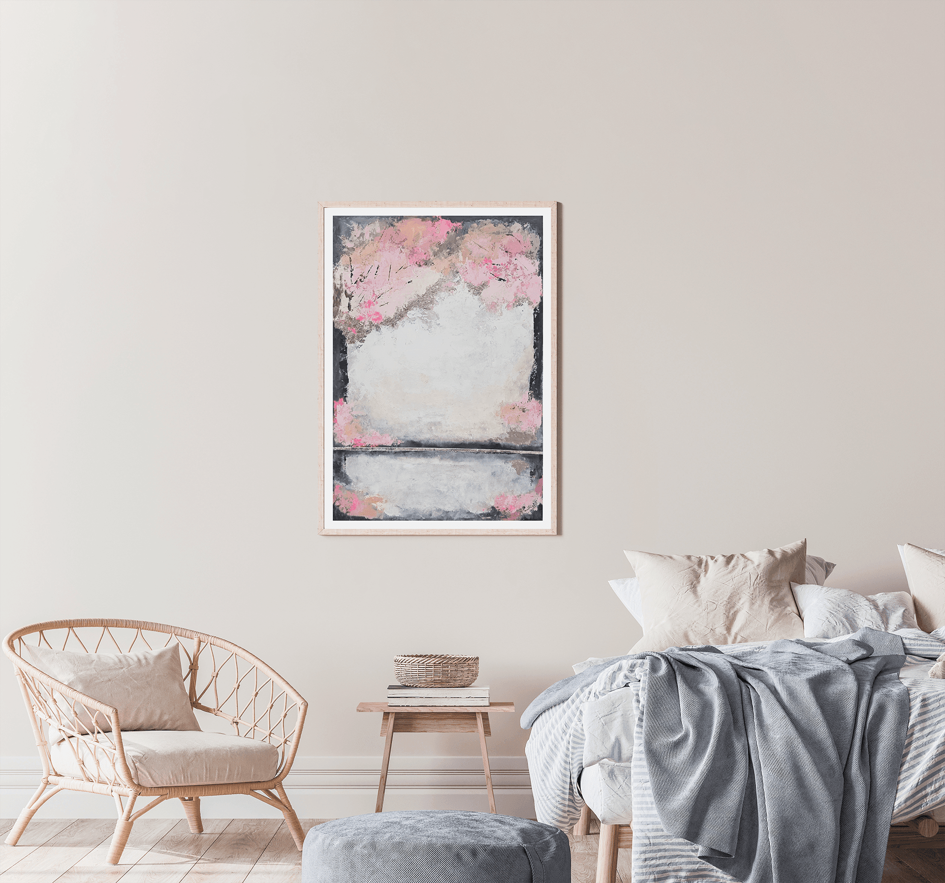 Pink sky, Akril na lepenci, 100 × 70 cm