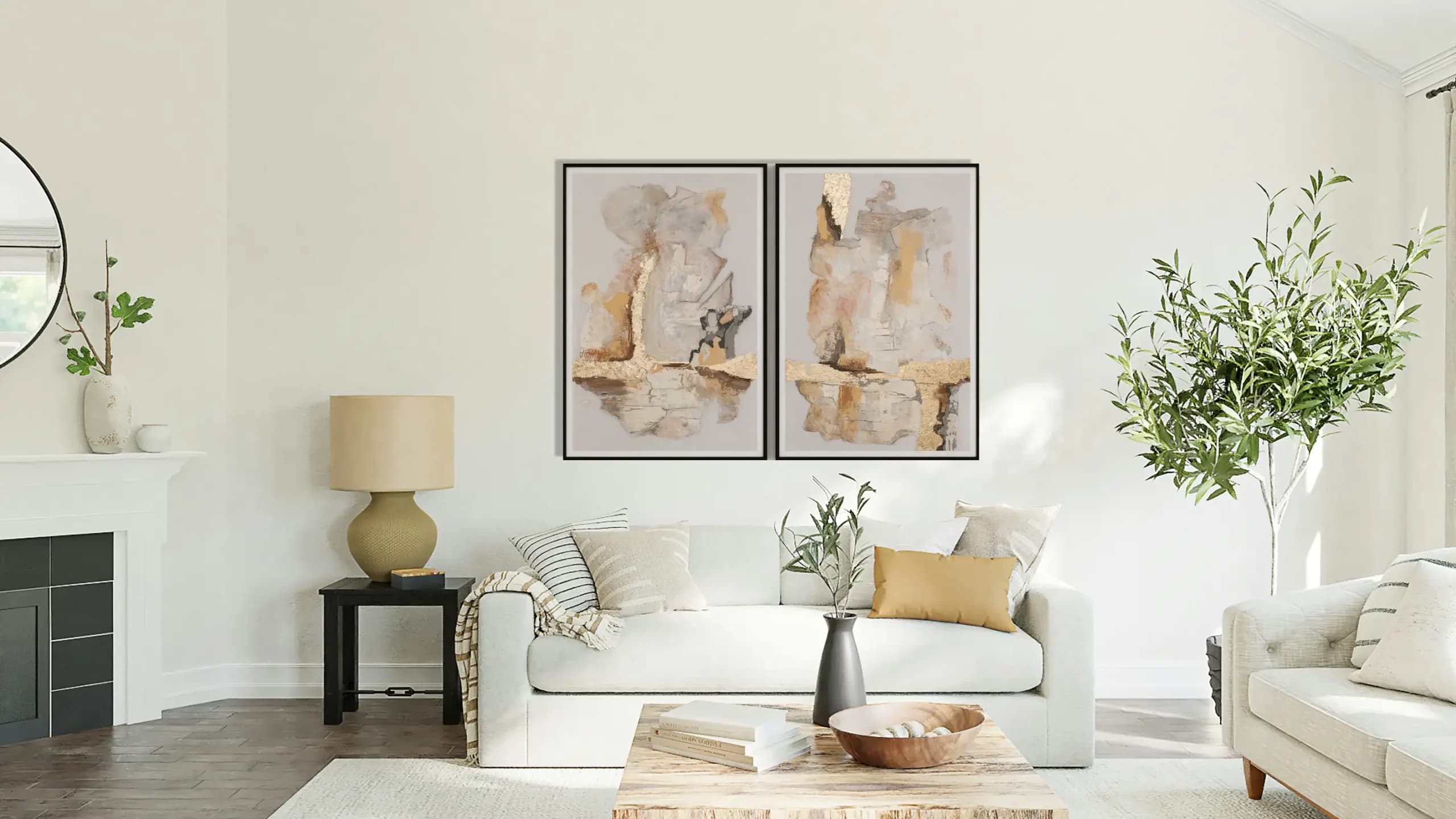 Soft - Voice, Akril na platnu, listići imitacije zlata, 2 × 60/100 cm