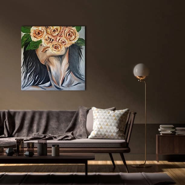 Opijena mirisom, Ulje na platnu, 100 × 100 cm